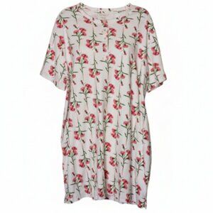 Vera Bradley Floral Pink/White 100% Cotton Nightshirt Size Large